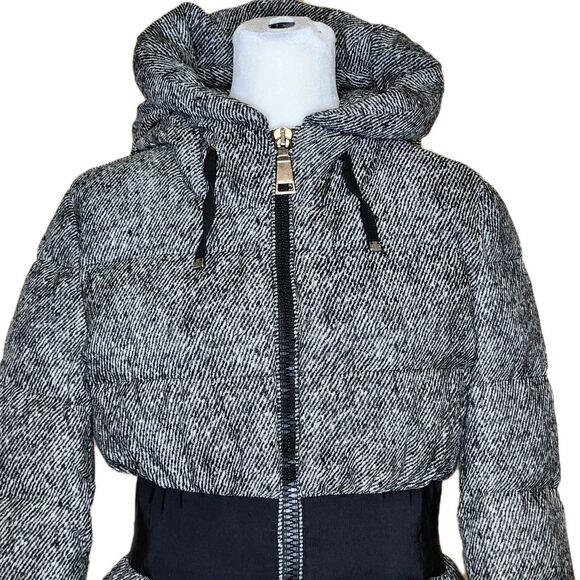 Auth Moncler Puivert Herringbone Down Puffer Coat Jacket Black White M (2) READ - Picture 4 of 16